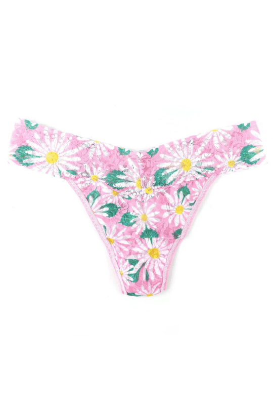 Printed Signature Lace Original Rise Thong - Daisies