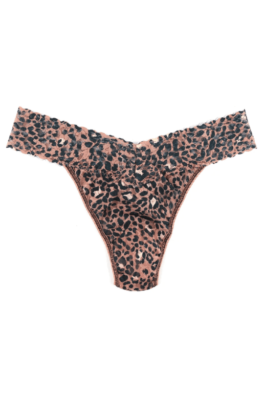 Printed Signature Lace Original Rise Thong - Leopard
