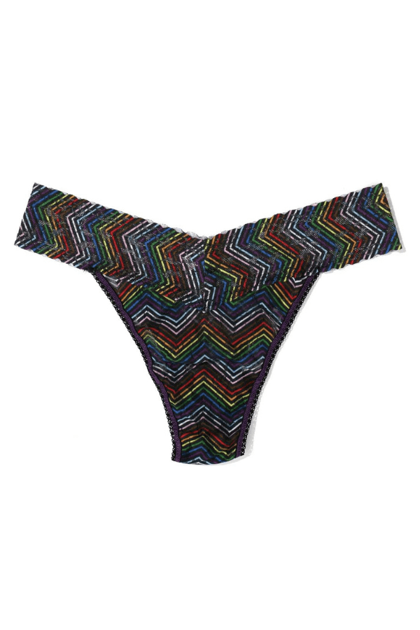 Hanky Panky Thong Up All Night Printed Signature Lace Original Rise Thong - Multi-Color