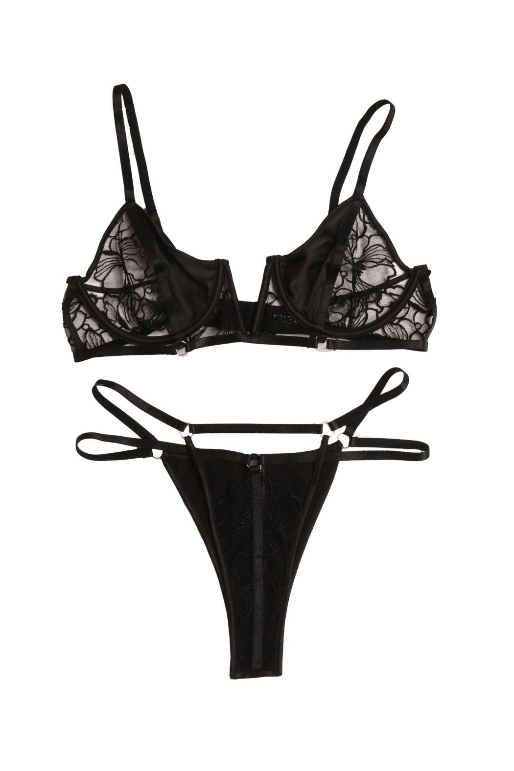 Hauty Lingerie Threadbare Bra Set - Black