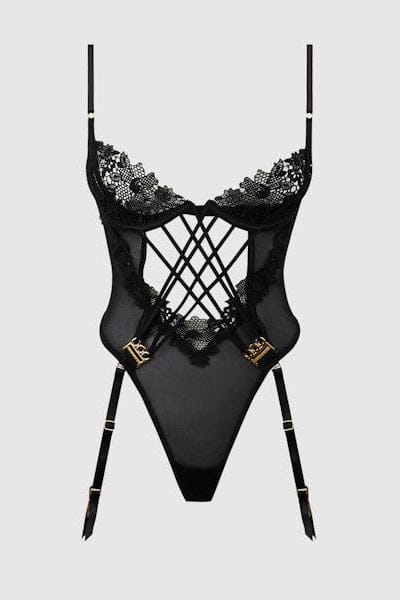 House of Desire Ashley Alexiss Lace Teddy - Black