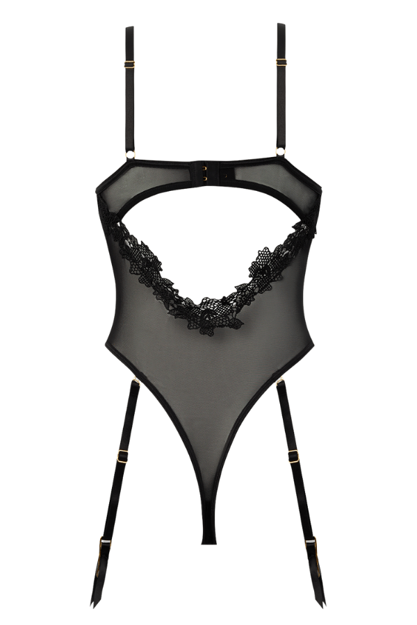 House of Desire Ashley Alexiss Lace Teddy - Black