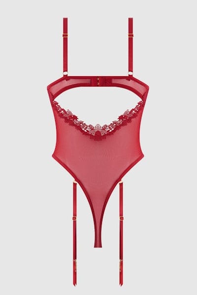 House of Desire Ashley Alexiss Lace Teddy - Crimson Red