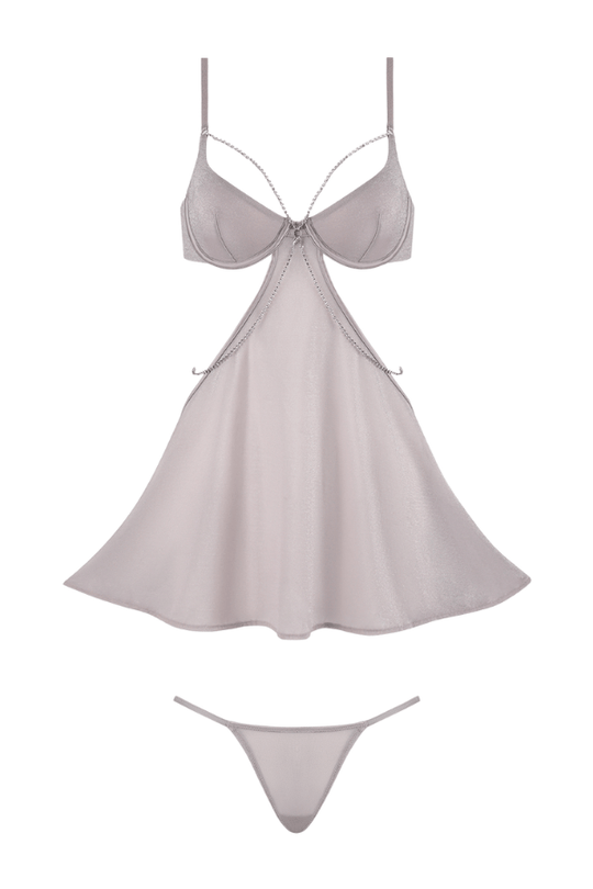 Presley Shine Mesh & Rhinestone Babydoll & G-String Set