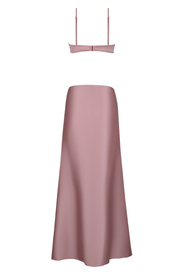 House of Desire Brigeta Satin Mono Wire Long Gown - Mauve