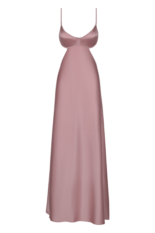 Brigeta Satin Mono Wire Long Gown - Mauve