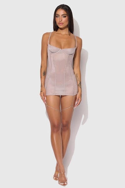 Presley Shine Mesh & Rhinestone Chemise & G-String Set