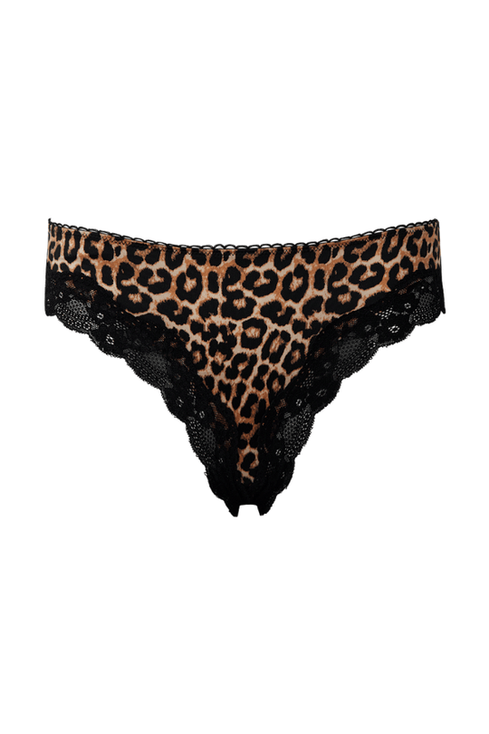 Devon Micro & Lace Strappy Back Hipster Leopard