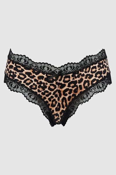 House of Desire Devon Micro & Lace Trim G-String Leopard