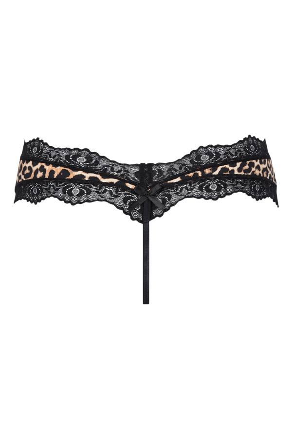 House of Desire Devon Micro & Lace Trim G-String Leopard