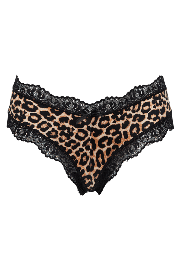 House of Desire Devon Micro & Lace Trim G-String Leopard