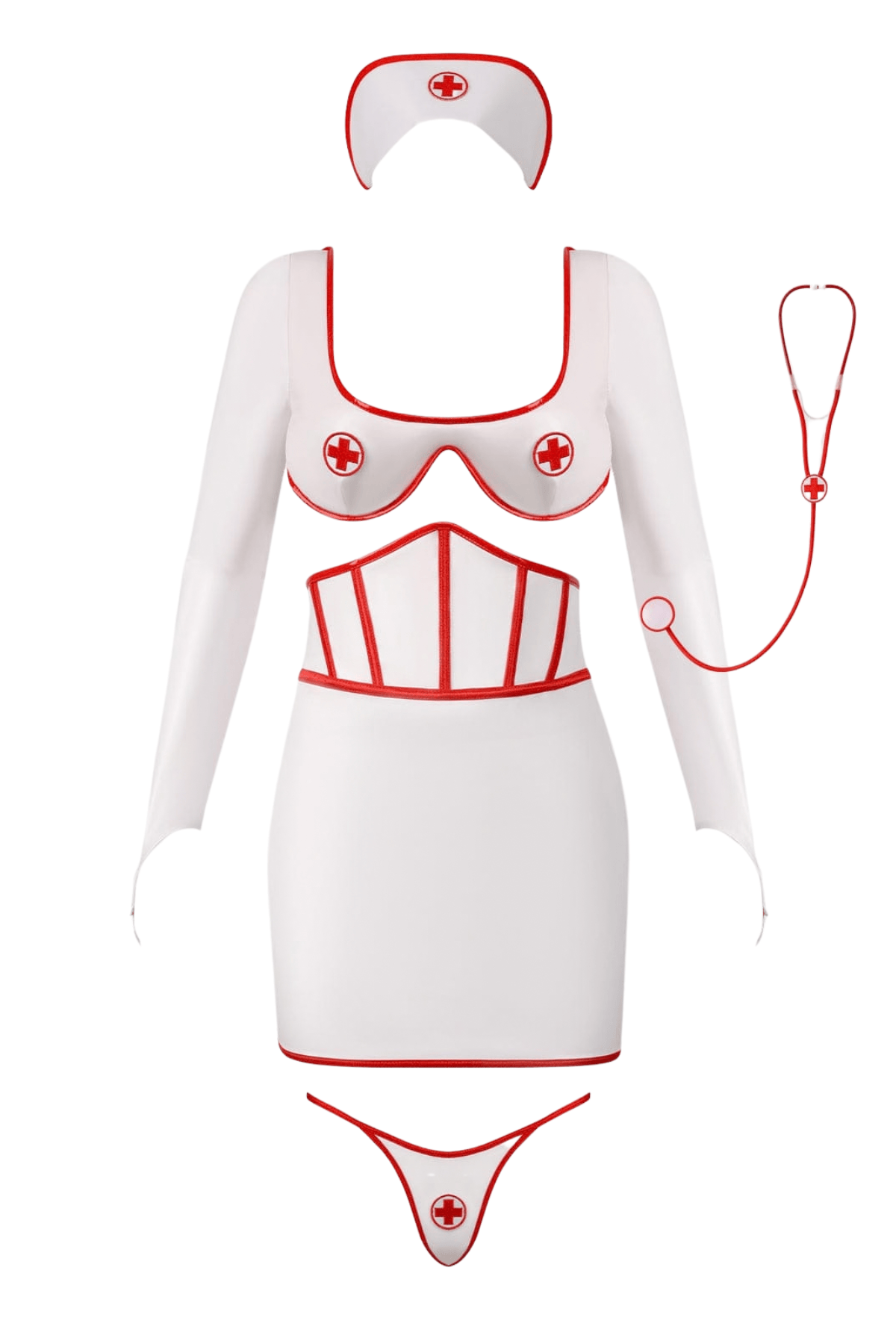 House of Desire First Aid Bra Top & Open Back Skirt Set