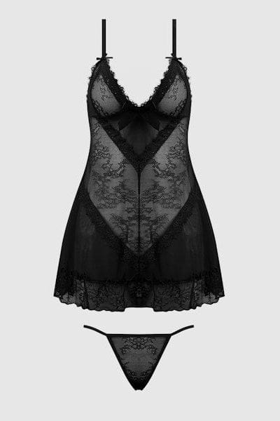 House of Desire Kiki Lace Babydol & G-String Set - Black