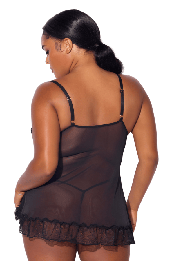 House of Desire Kiki Lace Babydol & G-String Set - Black