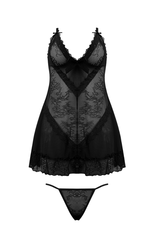 Kiki Lace Babydol & G-String Set - Black