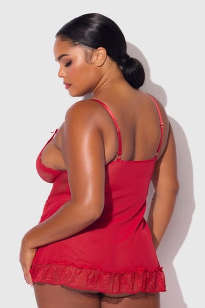 House of Desire Kiki Lace Babydol & G-String Set - Crimson Red