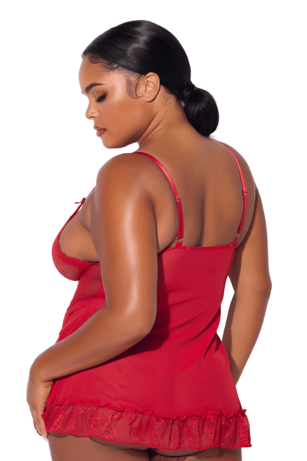 House of Desire Kiki Lace Babydol & G-String Set - Crimson Red