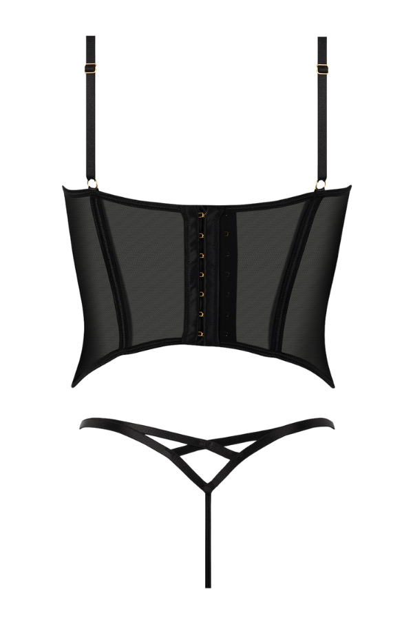 House of Desire Lingerie Set Ashley Alexiss Lace Bustier & G-String Set Black