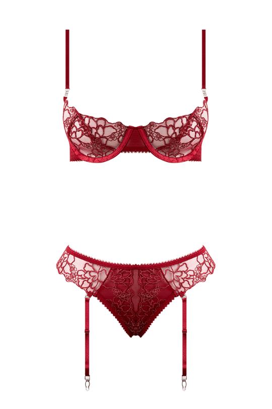 Eden Embroidered Lace Bra & Backless Hipster Set