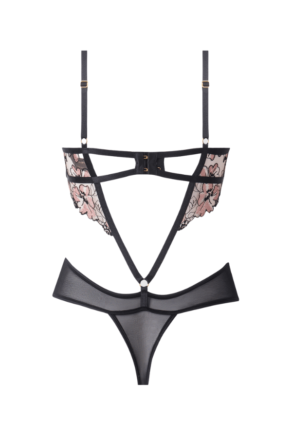 House of Desire Nova Blacklight Lace Teddy - Black