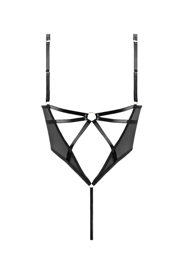 House of Desire Raquel Mesh & Silky Micro Underwire Bodysuit Black