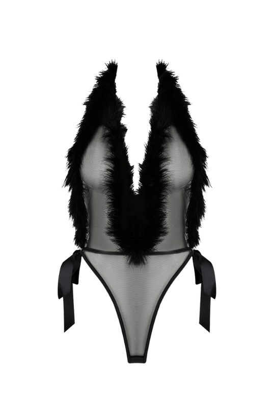 Marilyn Marabou & Mesh Plunge Teddy Black