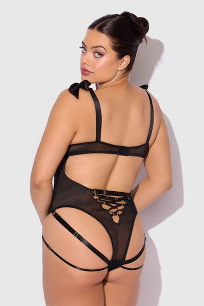 House of Desire Teddy Rosalie Embroidered Lace Teddy - Black