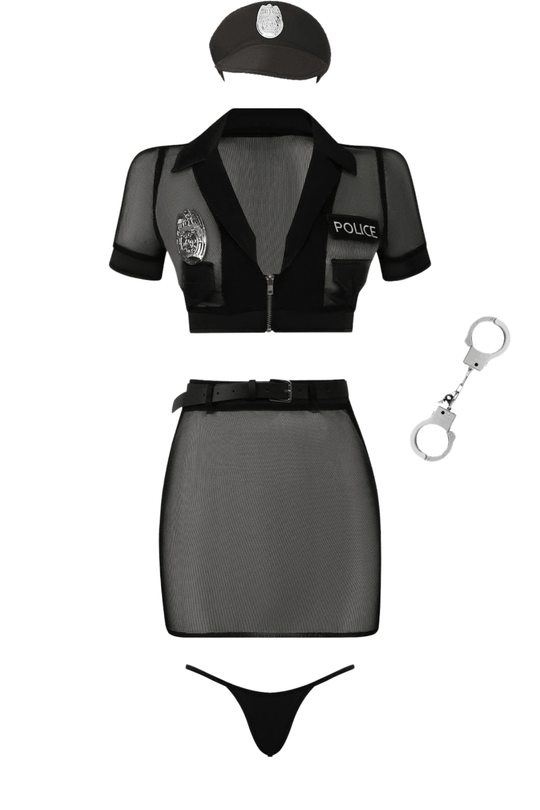 Under Arrest Mesh Top, Open Back Skirt, & Cuffs Set