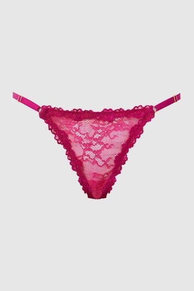 House of Desire Yvone Lace Side Slider Thong Pink