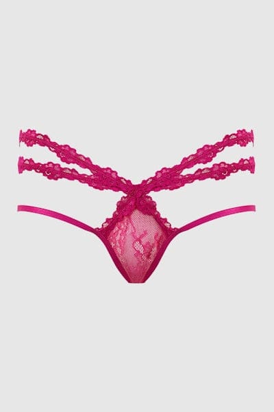 House of Desire Yvone Lace Strappy Backless Tanga Pink