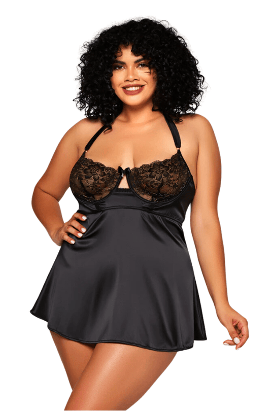 Roseanne Babydoll Set - Black