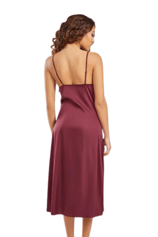 iCollection Loungewear Burgundy / S Tania Gown - Burgundy