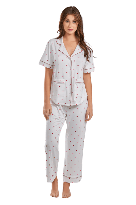 Anjela PJ Set - White/Red