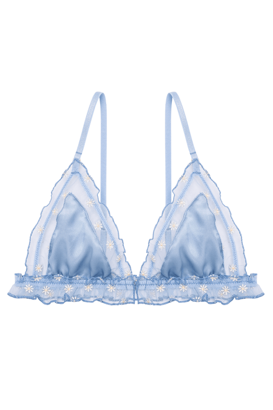 Paquerette Triangle Bra with Silk - Blue