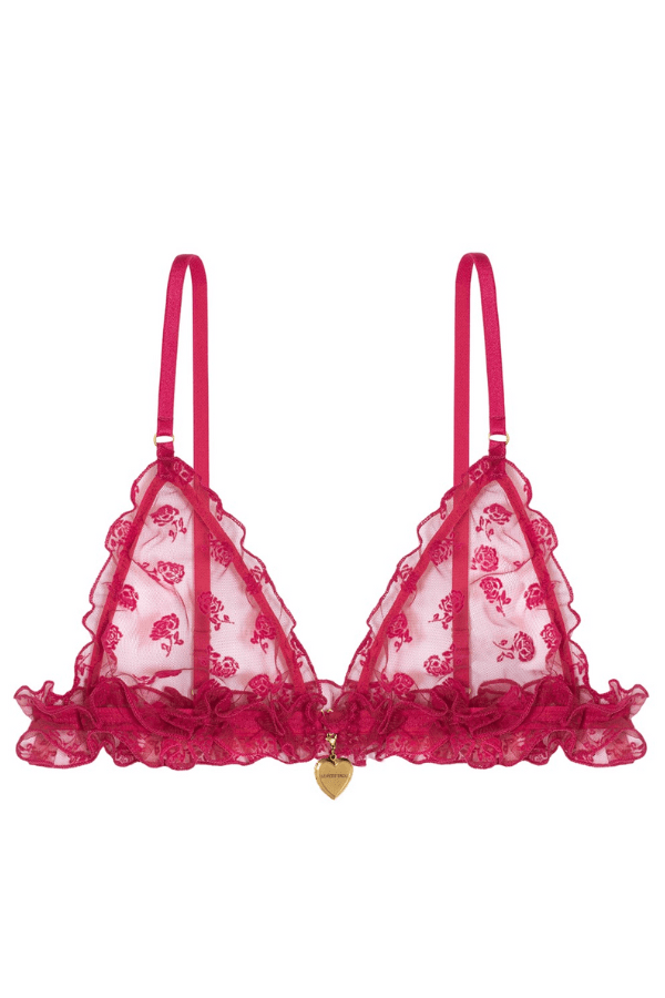 Le Petit Trou Bra Rose Triangle Bra with Pendant - Red