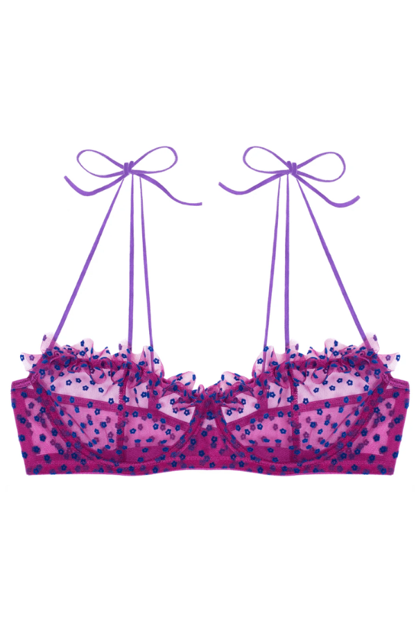 Le Petit Trou Bralette Petunia Underwire Bra with Tied-Up Straps- Purple