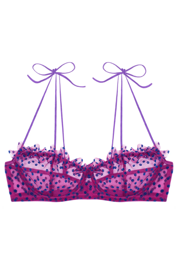 Matching Sets & Garters, Petunia Embroidery Underwire Bra Pink