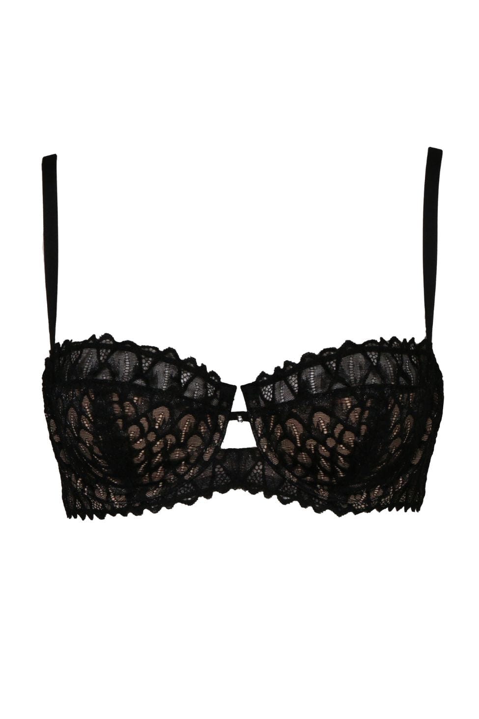 Montelle Bras Lacy Keyhole Balconette Bra - Black