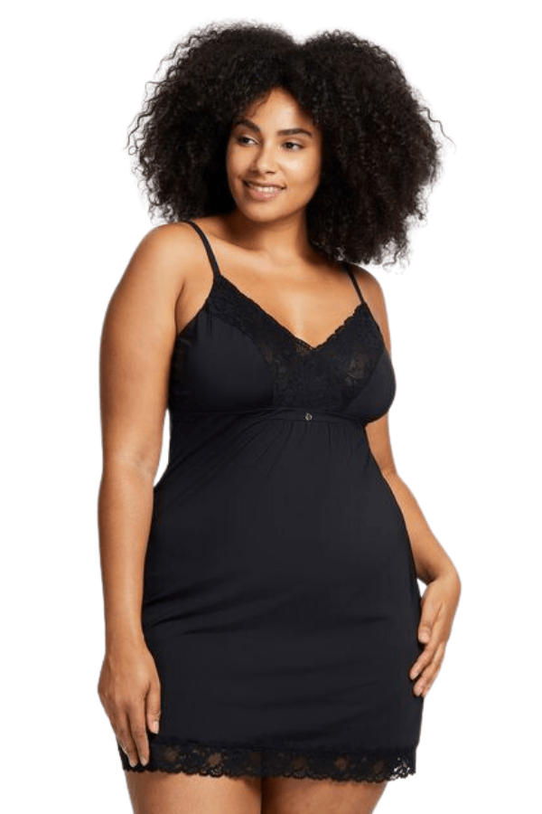 Montelle Chemise Black / S Bust Support Chemise w/ Cup Insert - Black