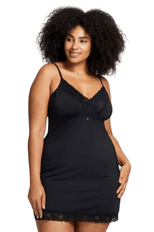 Bust Support Chemise w/ Cup Insert - Black