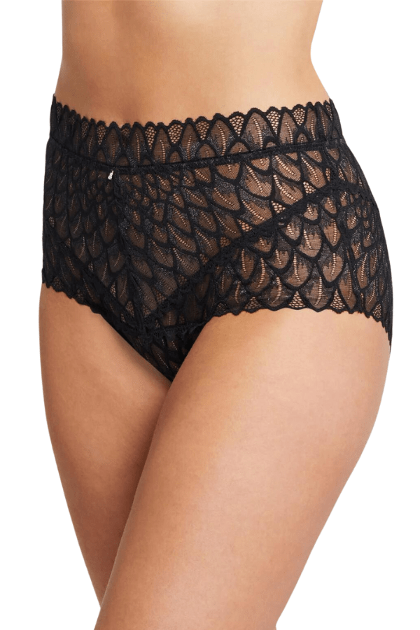 Montelle Lingerie Lacy High Waist Brief - Black