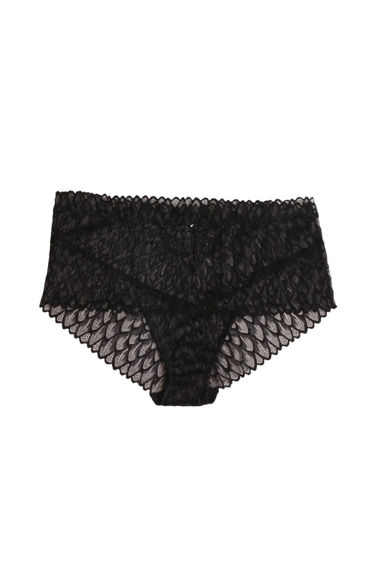 Lacy High Waist Brief - Black