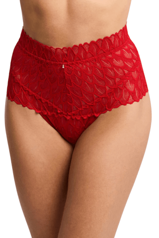 Lacy High Waist Brief - Red