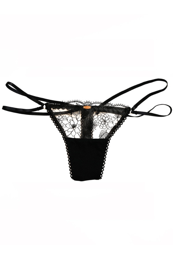 Nette Rose Thong Brazil String Knicker - Black