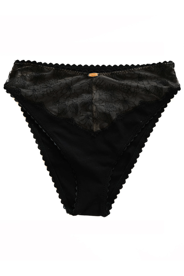 Nette Rose Underwear Brazil High Leg Knicker - Black