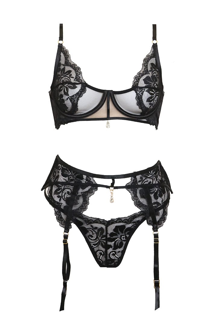 Femi 3 Piece Lace Set - Black - Chérie Amour