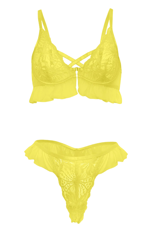 Noelle Lacey Bra Set - Yellow