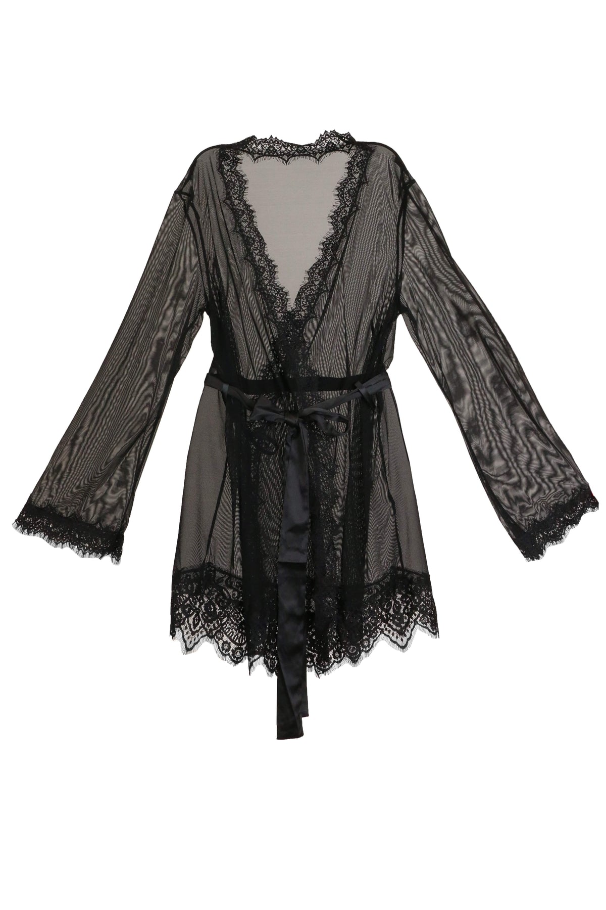 Oh La La Cheri Robe Black / S/M Provence Sheer Shortie Robe Set - Black