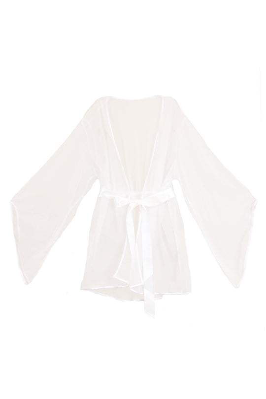 Sydney Sheer Shortie Robe - White