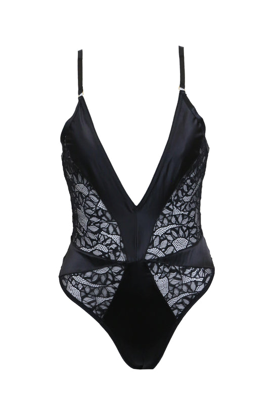 Amaya Snake Lace Teddy - Black